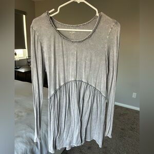 Longsleeve acid wash tunic top